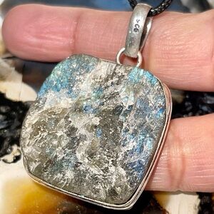 Raw Labradorite Crystal Pendant 1 7/8”